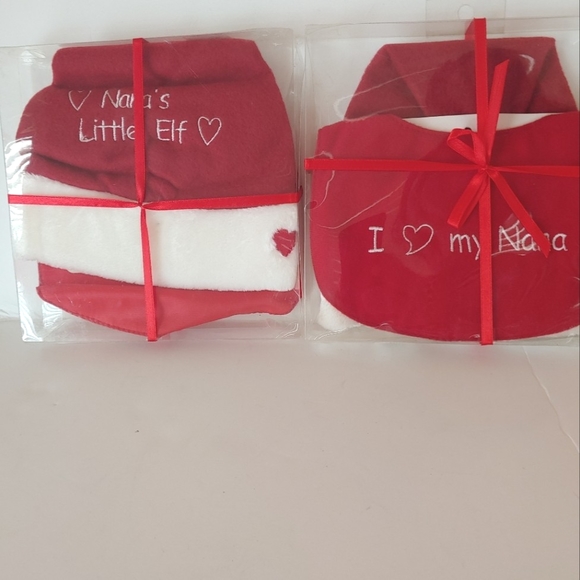 Santa Hat & Bib Nana's elf Christmas 4pc set - Picture 1 of 12